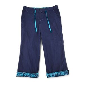 Eddie Bauer Cropped Pants Floral‎ Trim Drawstring Waist Casual Size 8R